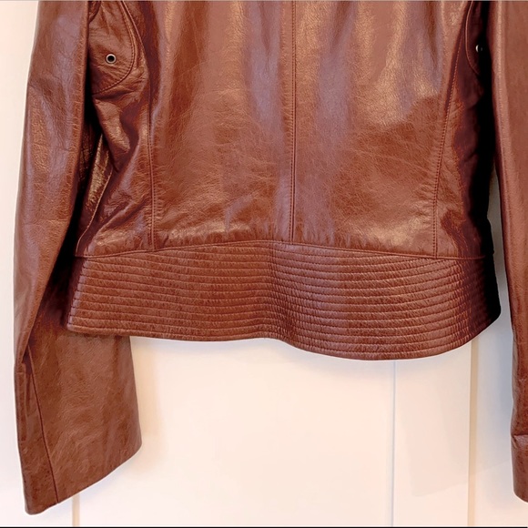 Rust leather moto jacket (Elie Tahari) - Picture 5 of 6